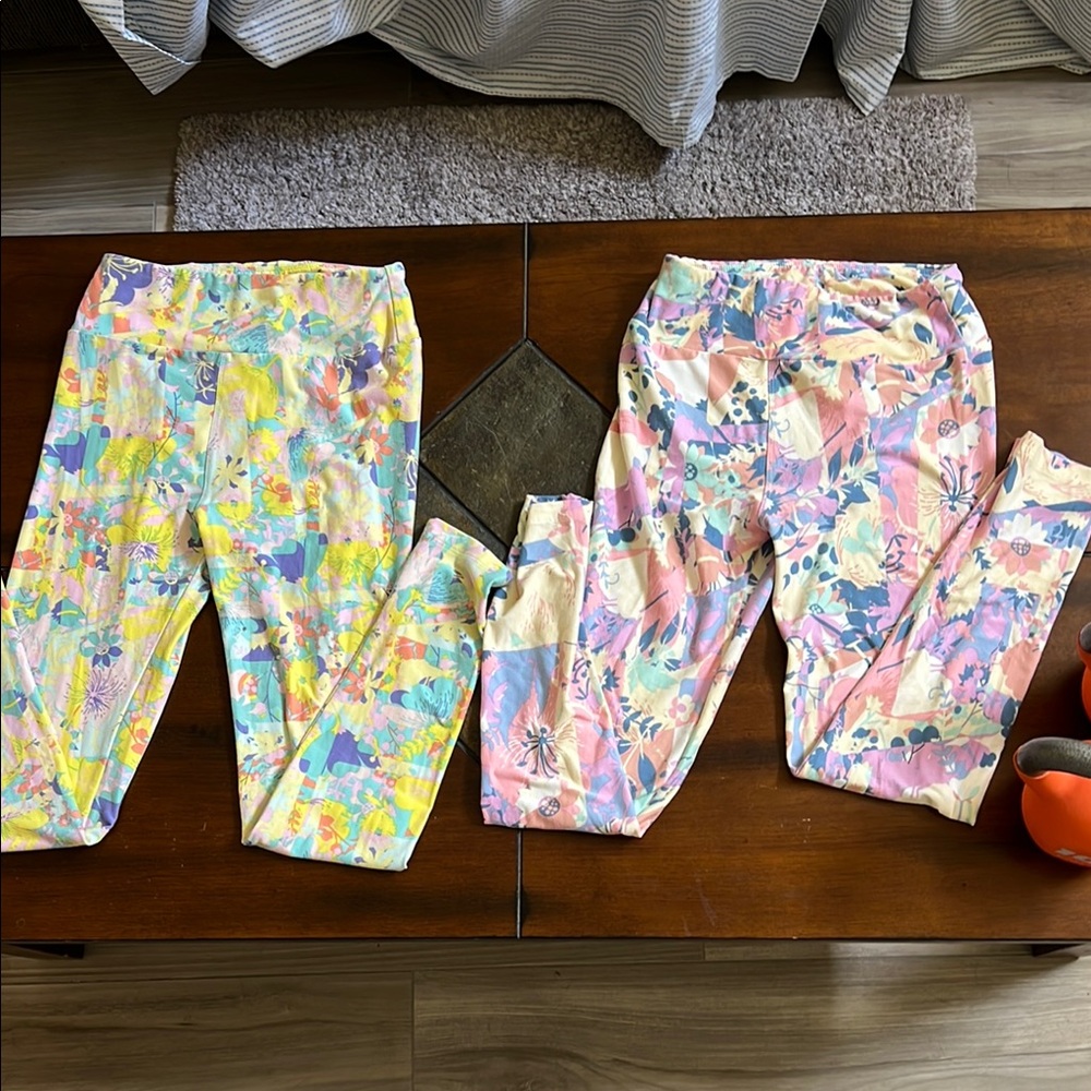 LuLaRoe Yellow and Pink Leggings